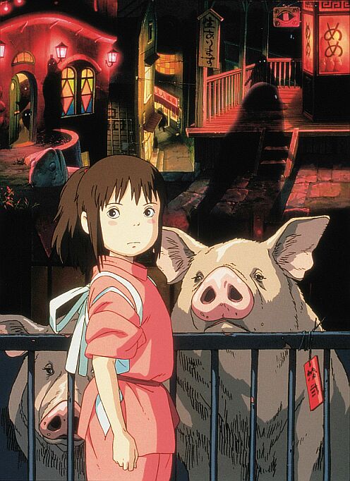 Pour avoir mangé le festin d'une sorcière, les parents de Chihiro sont transformés en porcs